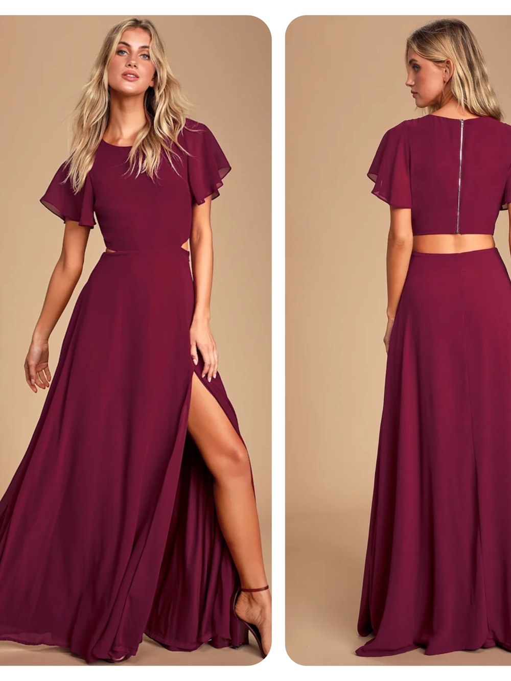 Lulus Garden Bliss Burgundy Cutout Formal Maxi Dress XL